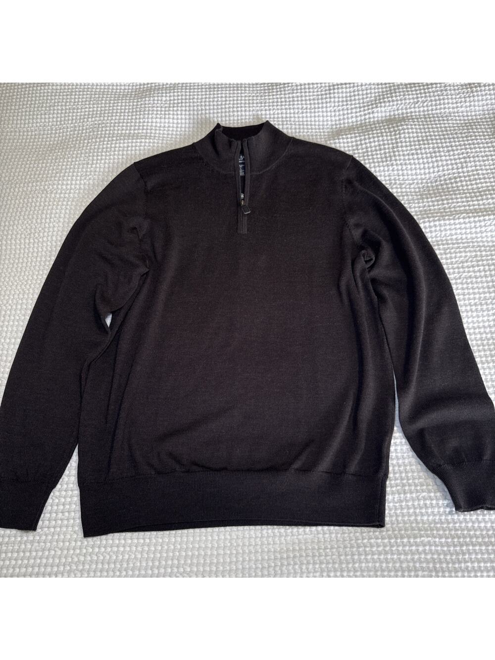 Jos A Bank Traveler Performance Mens Sz L Wool Blend Brown 1/4 Zip Sweater NWT